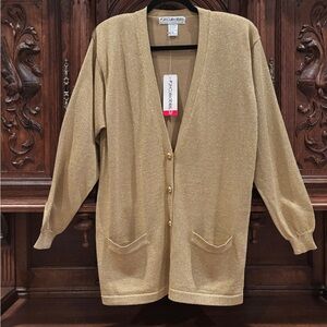 JH Collectibles Gold Cardigan Sweater Long Knit V-Neck